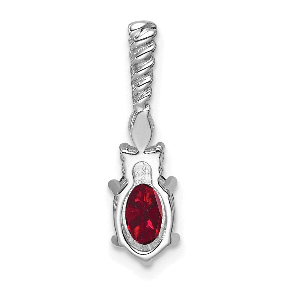 14K White Gold Polished Diamond and Lab Created Ruby Twisted Chain Slide