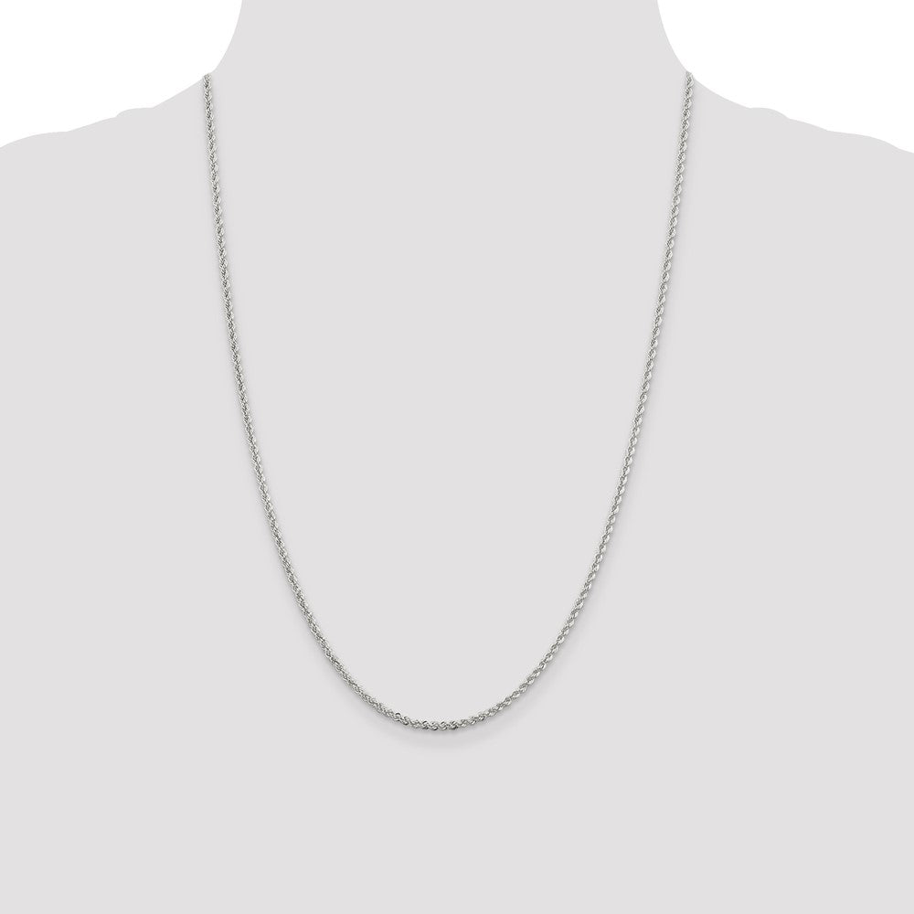 Sterling Silver Rhodium-plated 2.3mm Solid Rope Chain 24 Inches