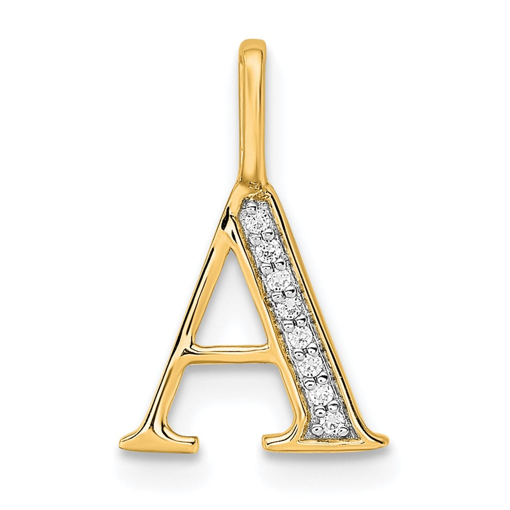 14K Diamond Letter A Initial Pendant
