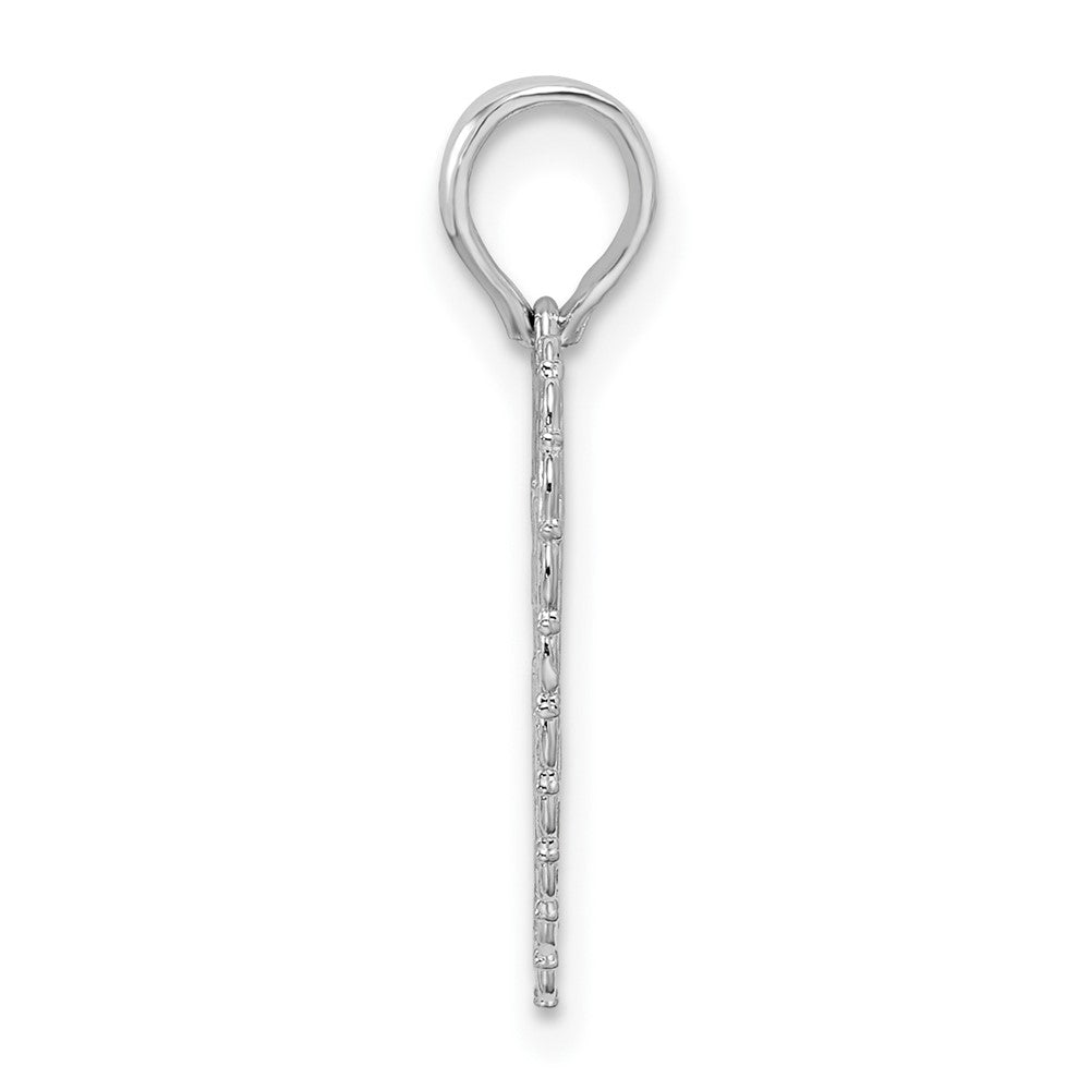 Sterling Silver Rhod-platd Texture FOR MOM/THANKS Heart Pendant