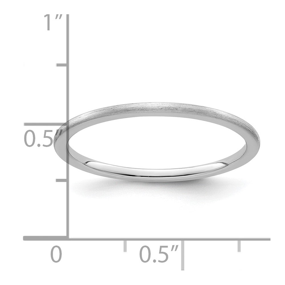 10K White Gold 1.2mm Half Round Satin Stackable Band Size 7.5