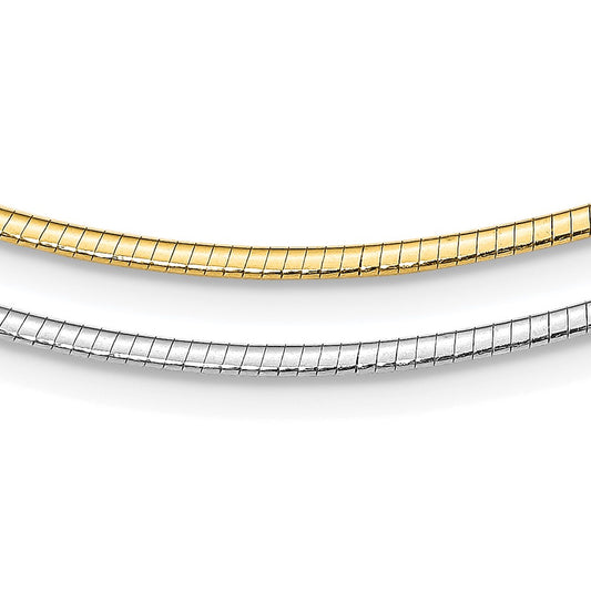 Sterling Silver Gold-pltd 2mm Reversible w/2in ext Cubetto Chain 16 Inches