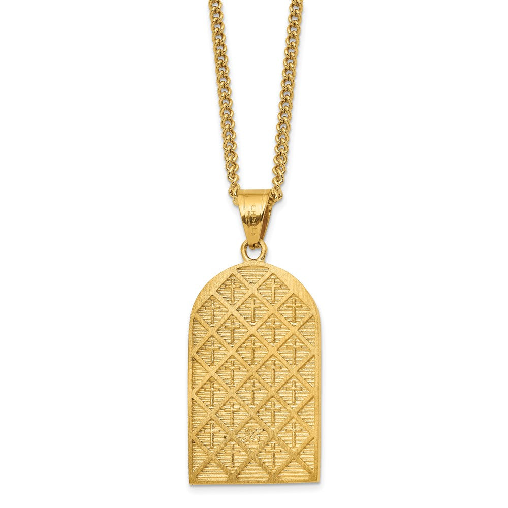 Stainless Steel Polished Yellow IP-plated with Crystals Mary 24in Necklace