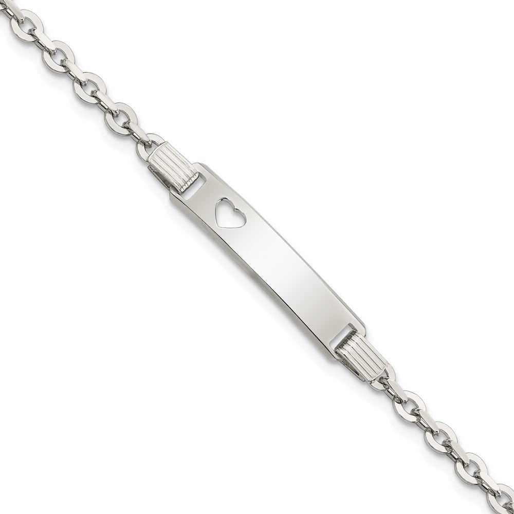 Sterling Silver Polished ID W/Heart Bracelet 7.5 inches