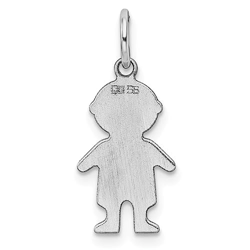 Sterling Silver Rh-plt Engraveable Boy Polished Front/Back Disc Charm