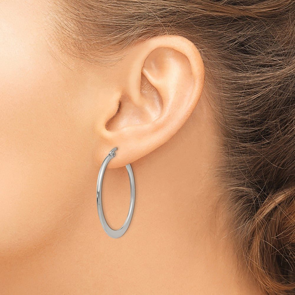 Stainless Steel Polished 34mm Diameter Hoop Earrings