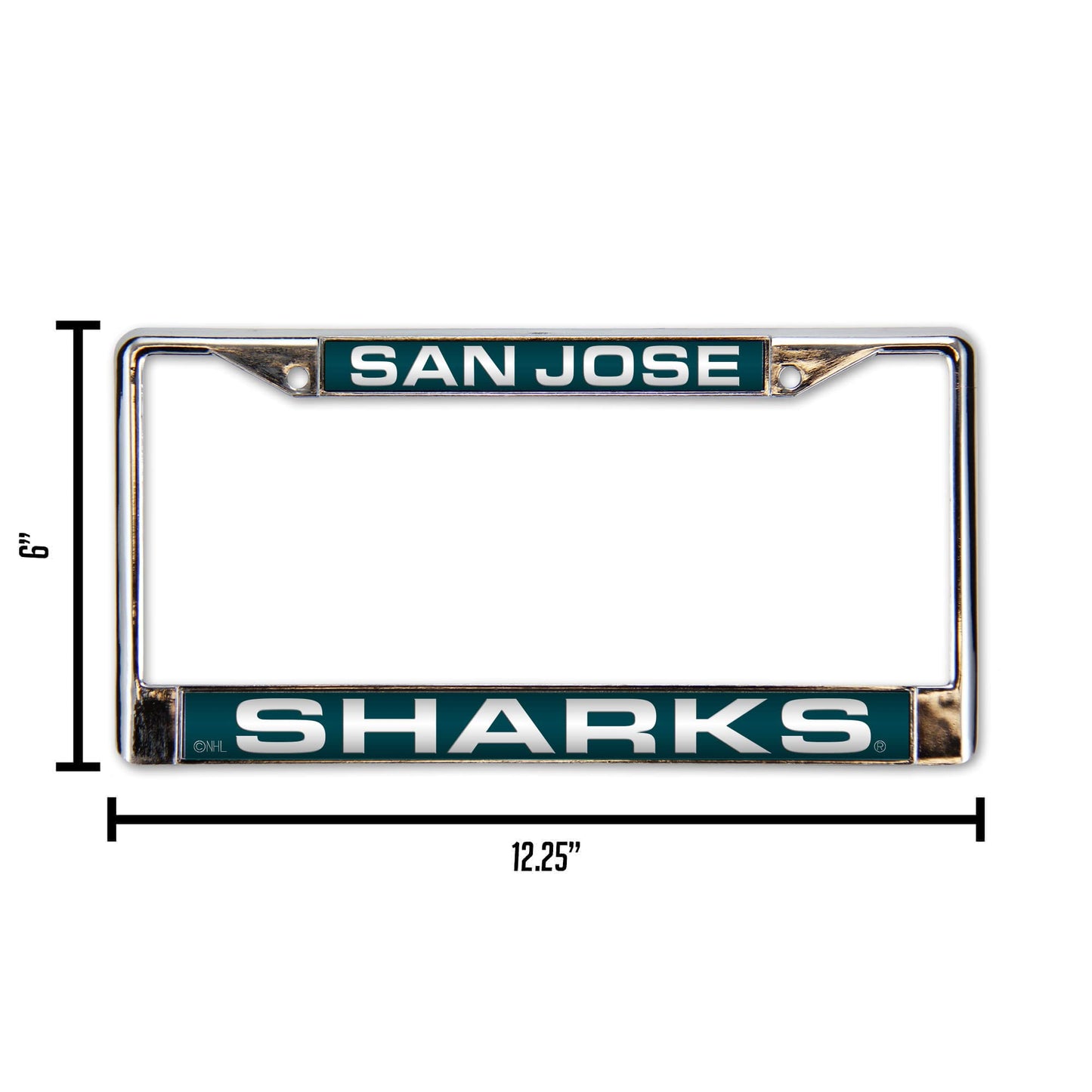 San Jose Hockey Shark's Chrome Metal Laser Cut License Plate Frame