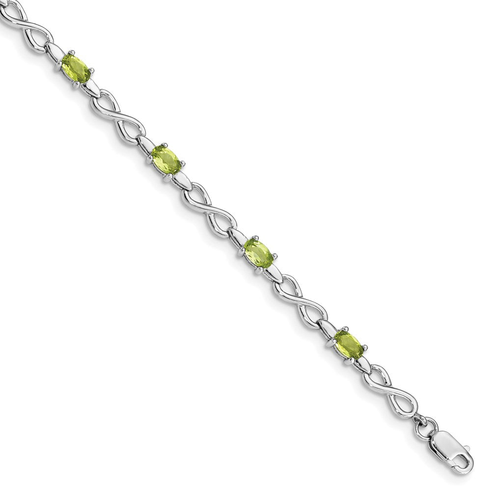 Sterling Silver Rhodium-plated Peridot Bracelet 7 inches