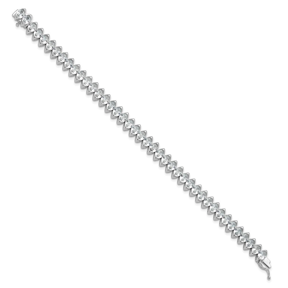 Sterling Shimmer Sterling Silver Rhodium-plated 5mm x 4mm CZ 41 Stone 7 inch Bracelet 7 inches