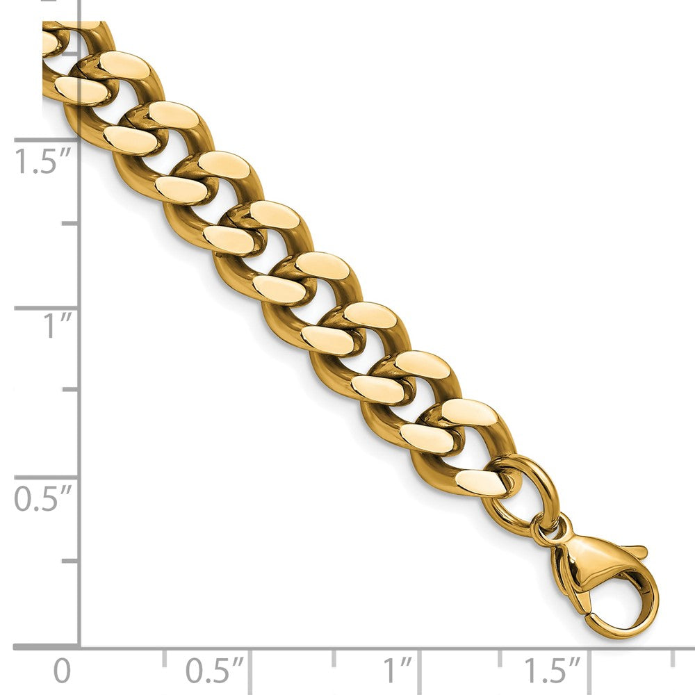 Chisel Stainless Steel Polished Yellow IP-plated 9.5mm 7.75 inch Curb Chain 8 inches