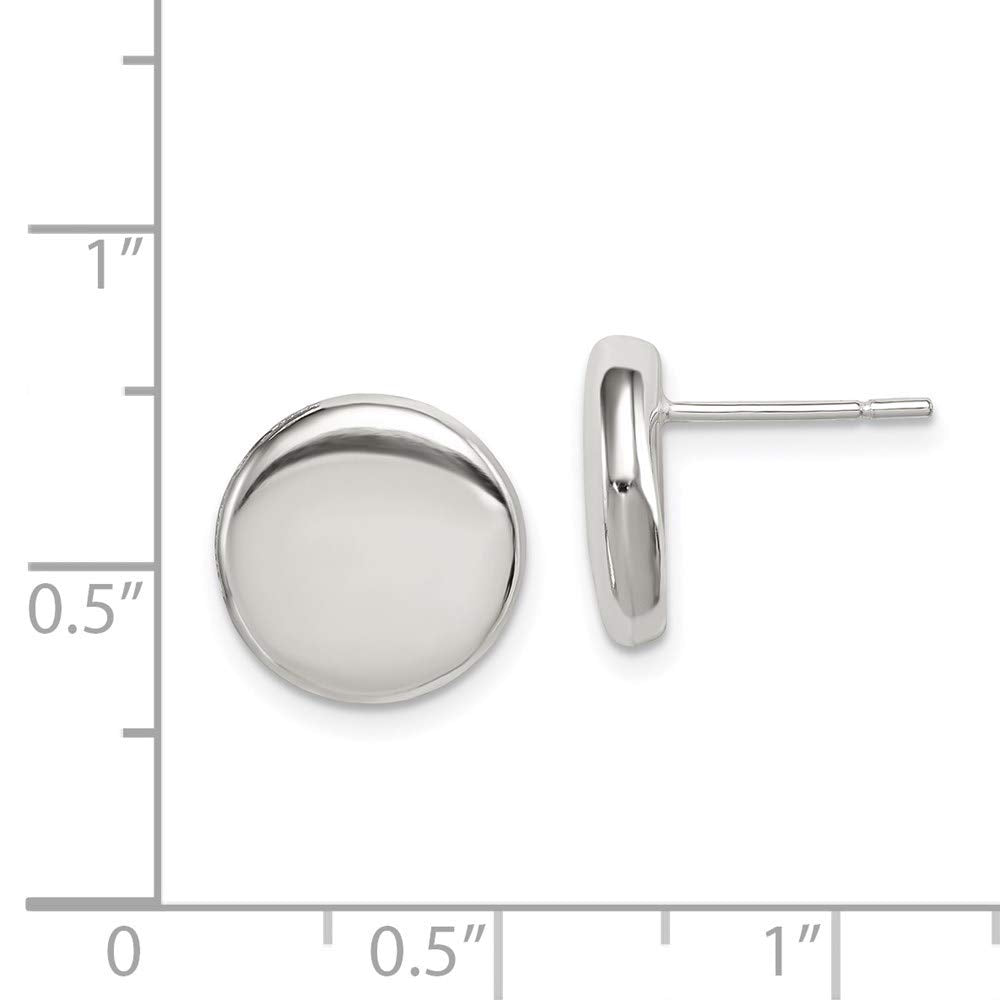 Sterling Silver Polished Button Post Earrings