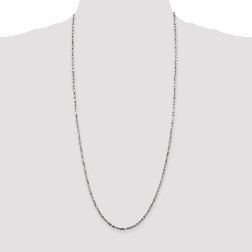 Sterling Silver 2.25mm Diamond-cut Rope Chain 30 Inches