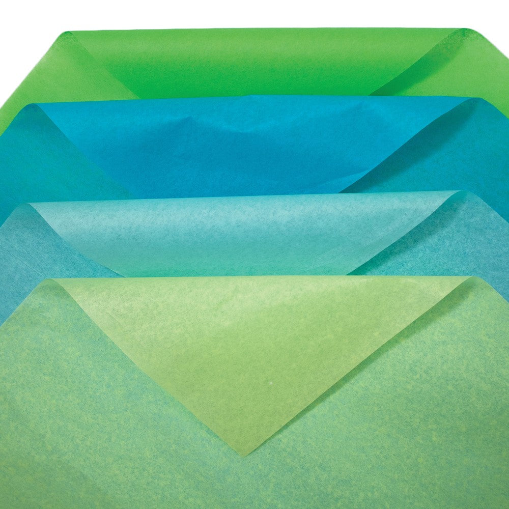Four Color 48 Sheet Light Green, Dark Green, Light Blue, Dark Blue Mixed Tissue Paper Set - 12 Each Color