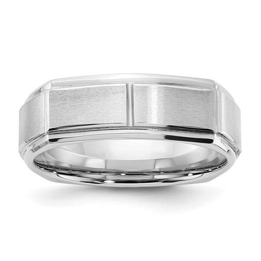 Cobalt Polished & Brushed 7mm Squared Mens' Ring