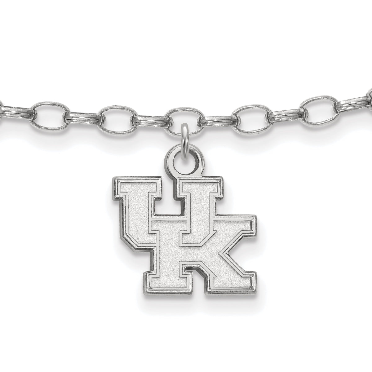 Sterling Silver Rhodium-plated LogoArt University of Kentucky Anklet