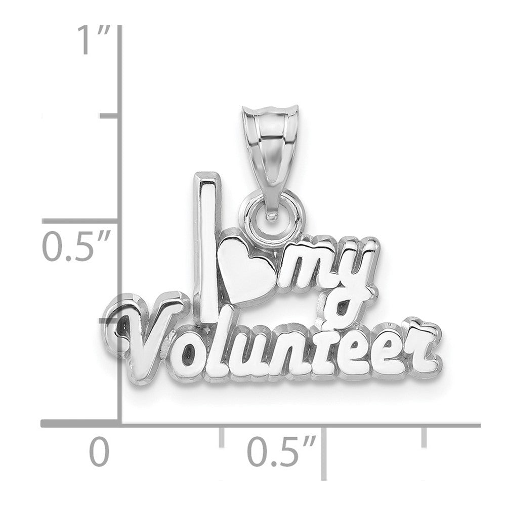 Sterling Silver Polished I Heart My Volunteer Pendant