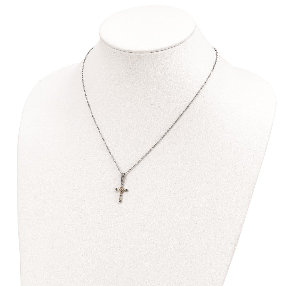 Landstrom's Mt. Rushmore Black Hills Sterling Silver 12K Gold Accents Cross 18 inch Spring Ring Clasp Necklace 18 Inches