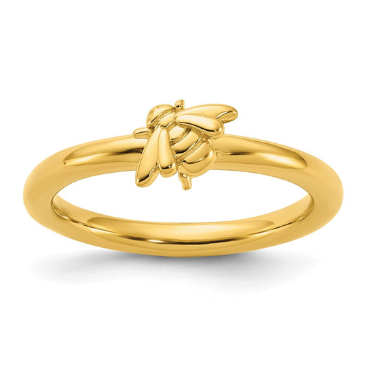 Sterling Silver Stackable Expressions Gold-plated Bee Ring Size -6