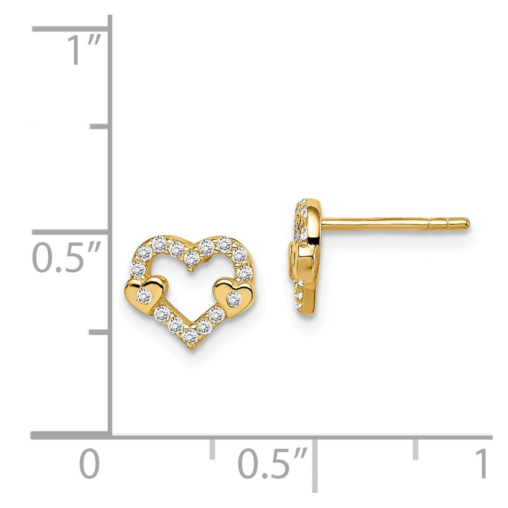 14k Madi K CZ Heart Post Earrings