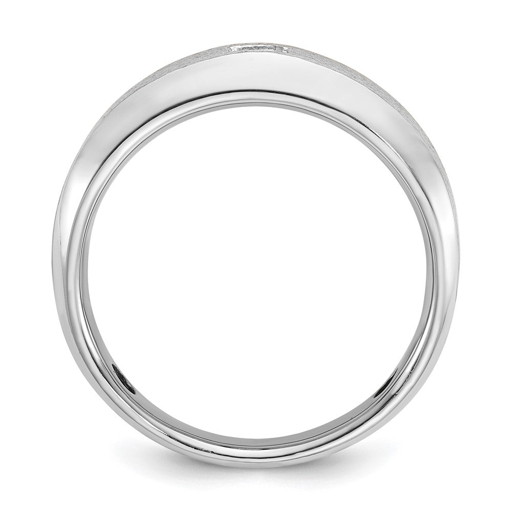 14k White Gold IBGoodman Men's Polished and Satin 1/6 carat Diamond Complete Ring