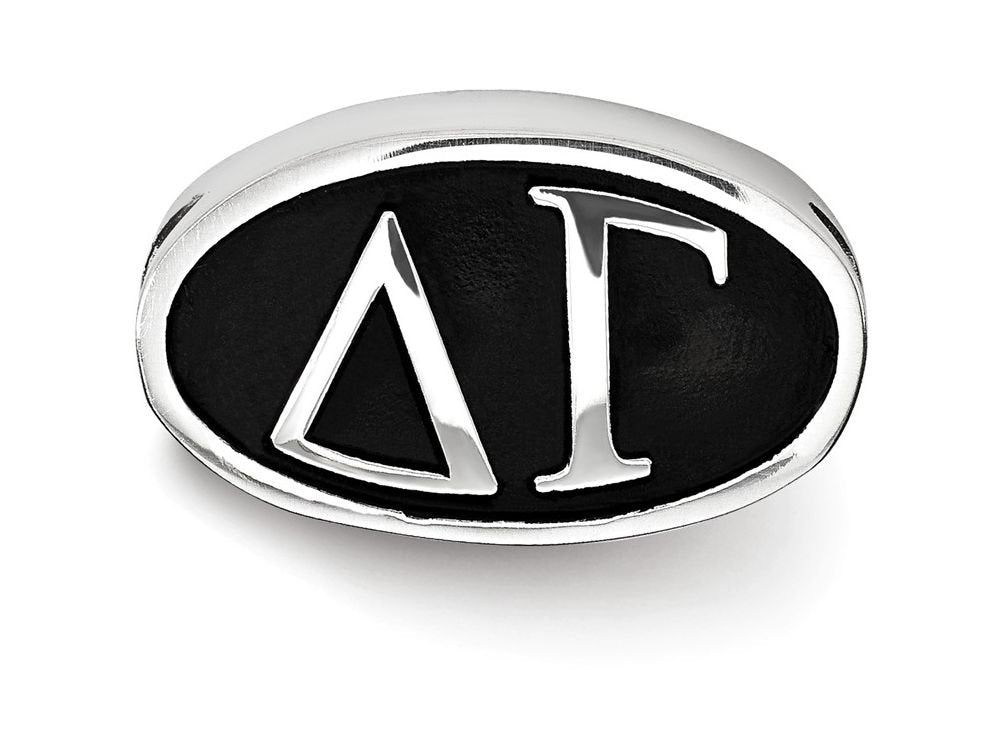Sterling Silver LogoArt Delta Gama Sorority Greek Letters Enameled Oval Bead
