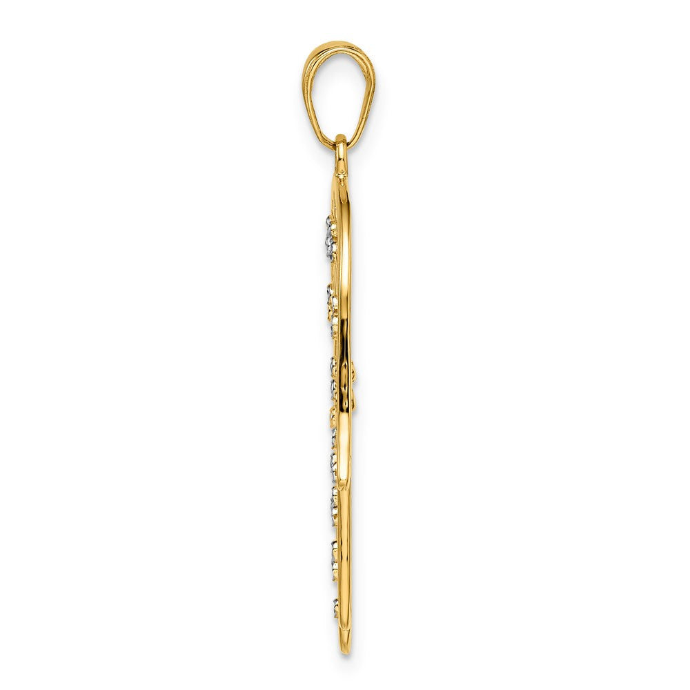 14k & White Rhodium D/C Filigree Hamsa Pendant