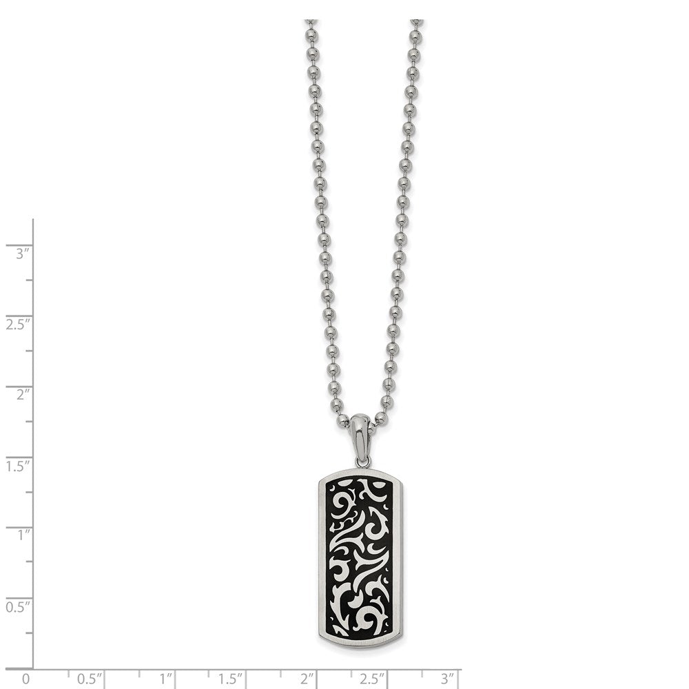 Stainless Steel Polished Enameled Dog Tag 22in Necklace