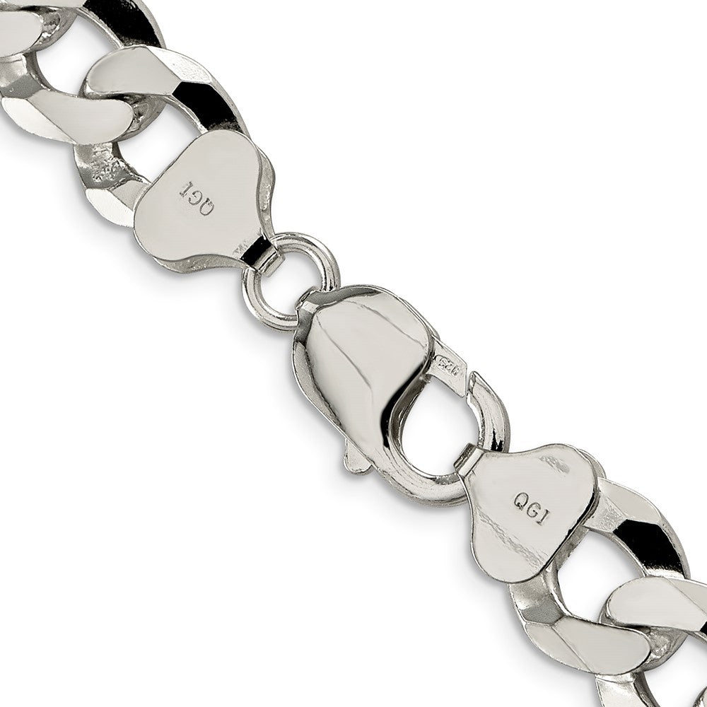 Sterling Silver 12.3mm Beveled Curb Chain 24 Inches