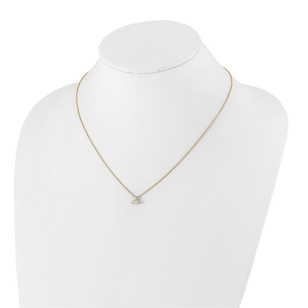 True Origin 14K 3/8 carat Lab Grown Diamond VS  D E F Three Stone 18 inch Necklace
