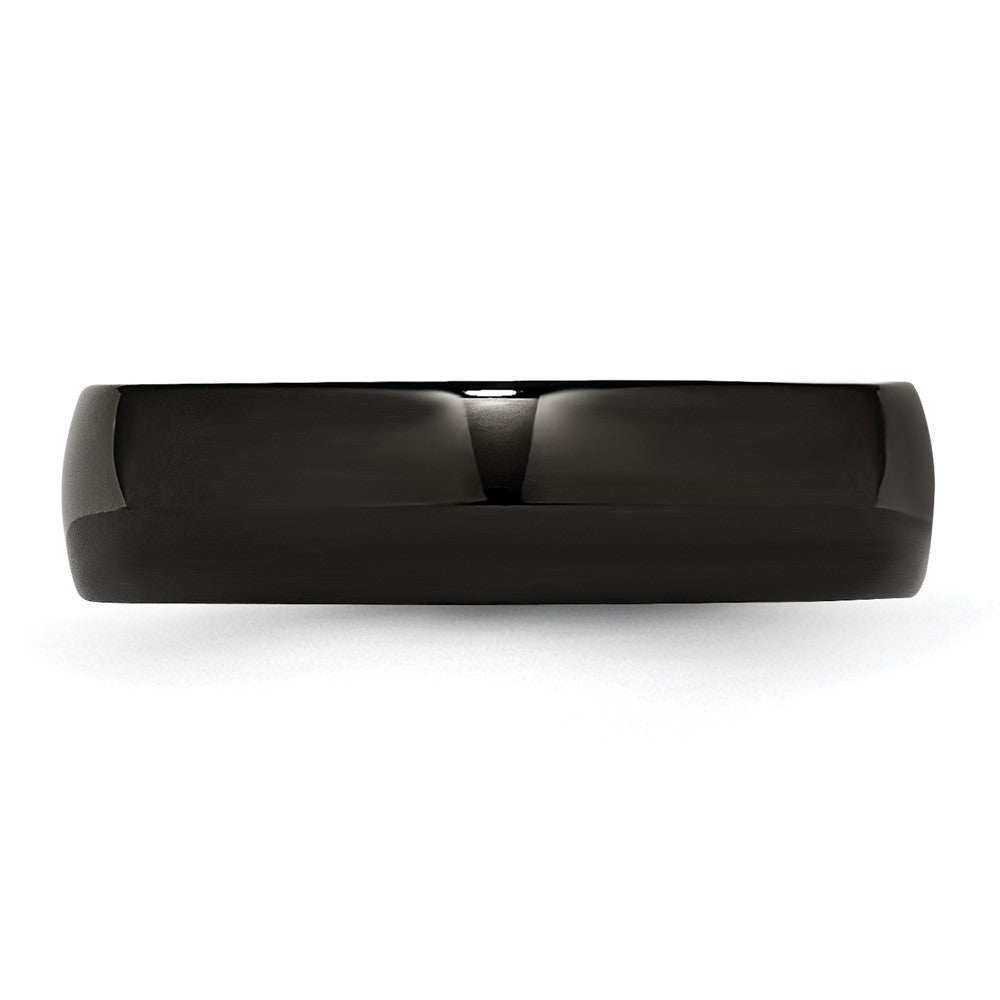 Stainless Steel 6mm Black IP-plated Polished Band Size - 13