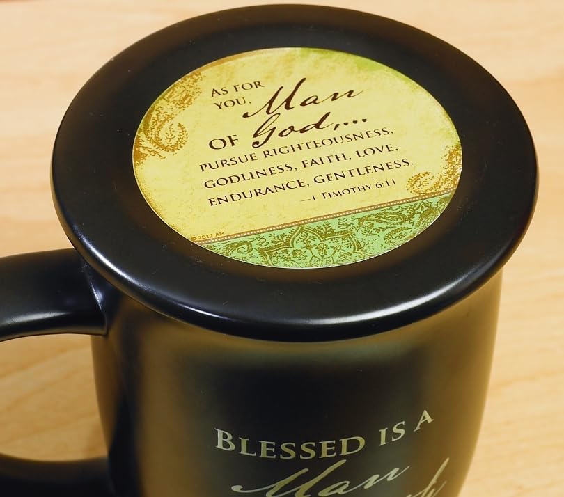 Mug-Grace Outpoured-Man Of Faith-Brown/White Interior W/Coaster/Lid