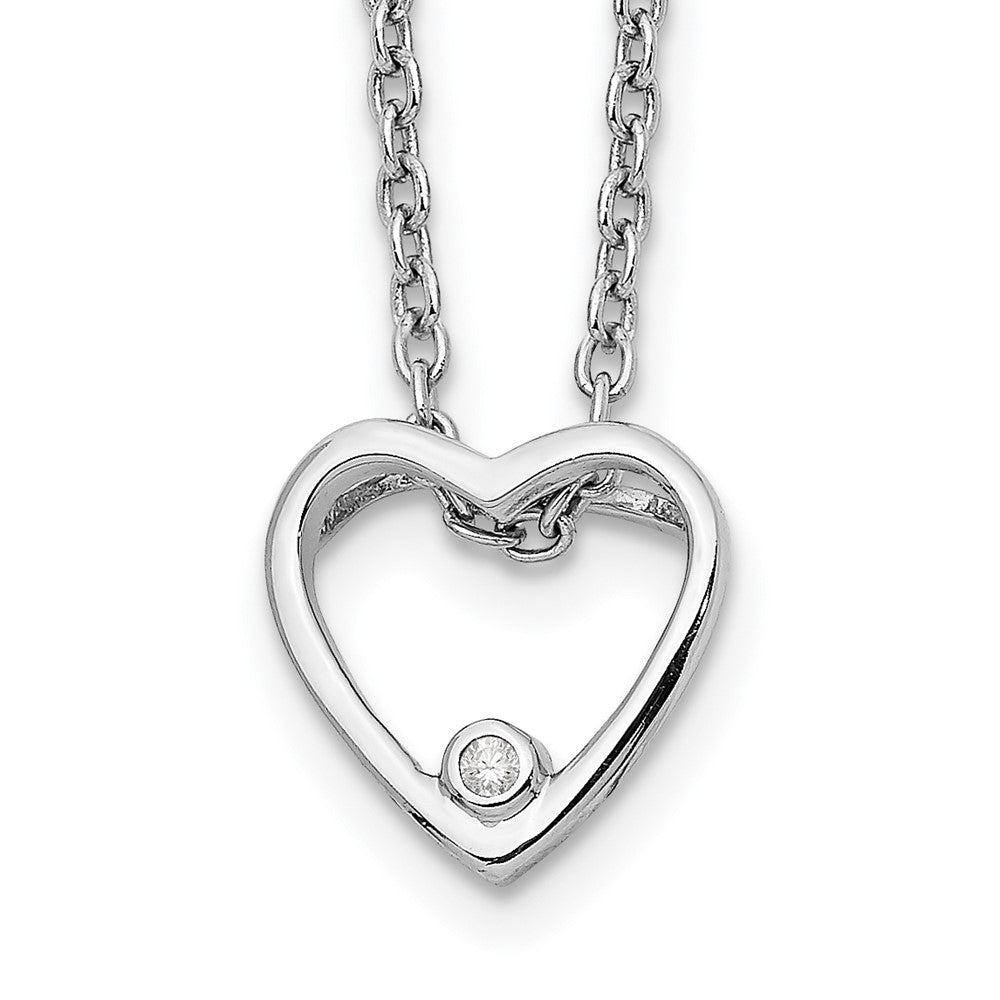 White Ice Sterling Silver Rhodium-plated 18 Inch Diamond Open Heart Necklace with 2 Inch Extender 18 Inches