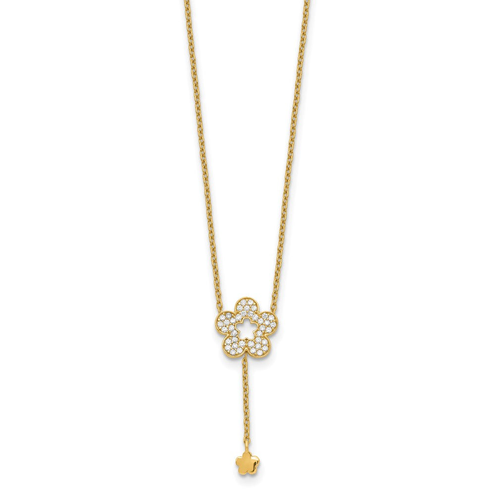 14K Flower CZ Necklace