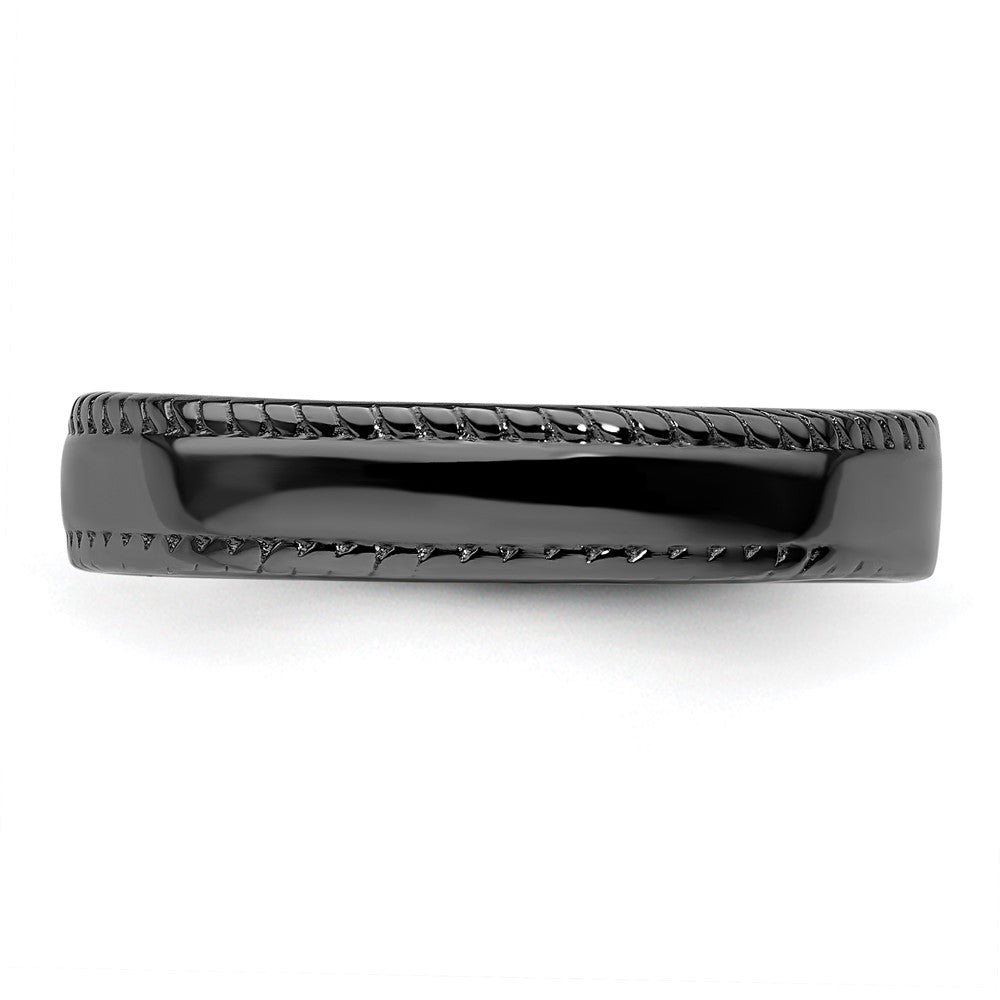 Sterling Silver Stackable Expressions Black-plated Ring Size -10