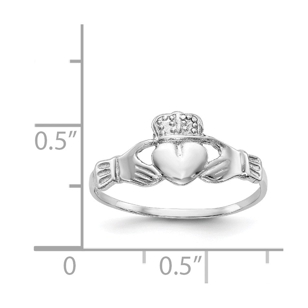 14k White Gold Polished Claddagh Ring Size 7