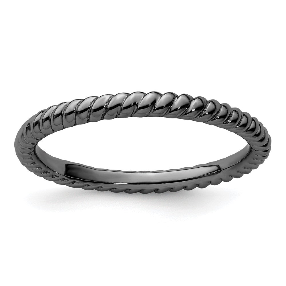 Sterling Silver Stackable Expressions Black-plated Twisted Ring Size -8