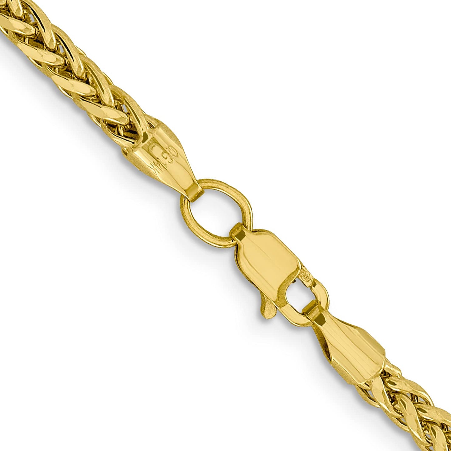 Primal Gold 14 Karat Yellow Gold 3.10mm Semi-solid Diamond Cut Wheat Chain