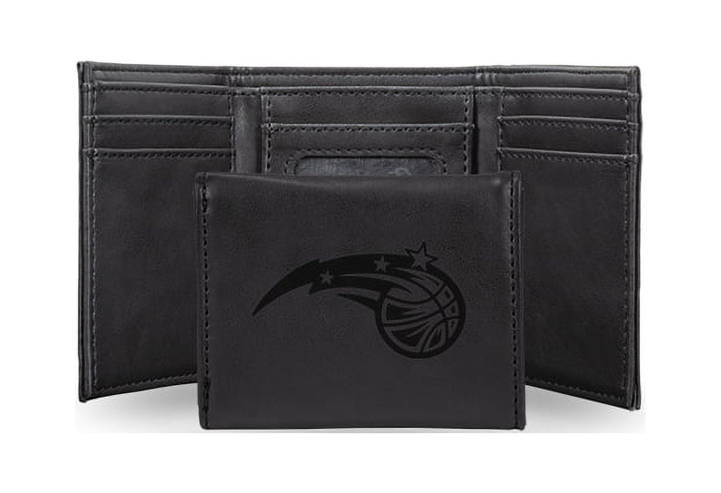 Basketball Rico Industries Orlando Magic Black Laser Engraved Trifold Laser Engraved Tri-Fold Wallet - Men's Accessory