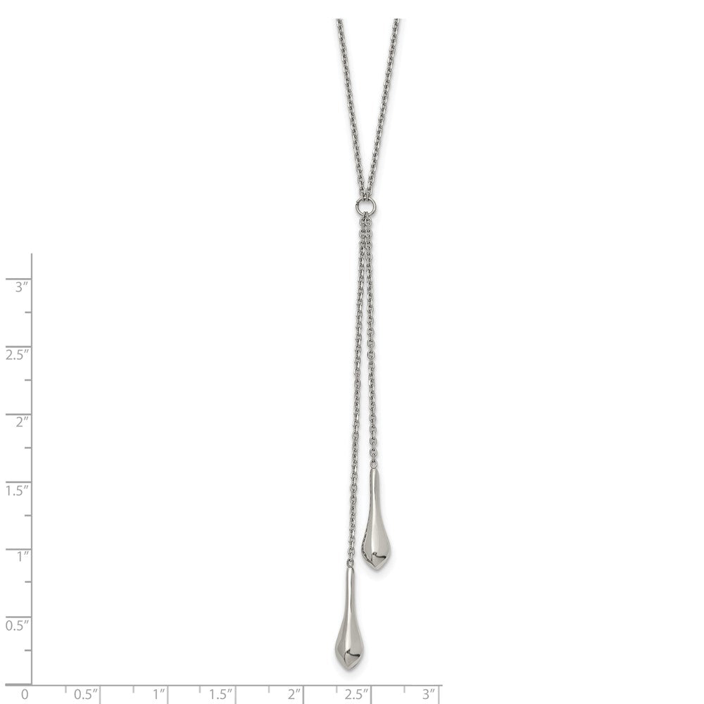 Stainless Steel Polished with 3.5in Dangle 16.5in Necklace