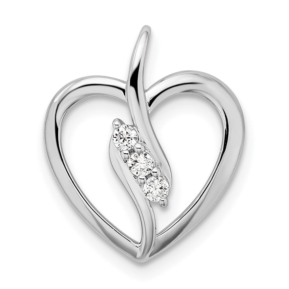 14k White Gold 1/10 carat Lab Grown Diamond VS/SI+ G+ Open Heart Pendant