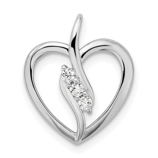 14k White Gold 1/10 carat Lab Grown Diamond VS/SI+ G+ Open Heart Pendant