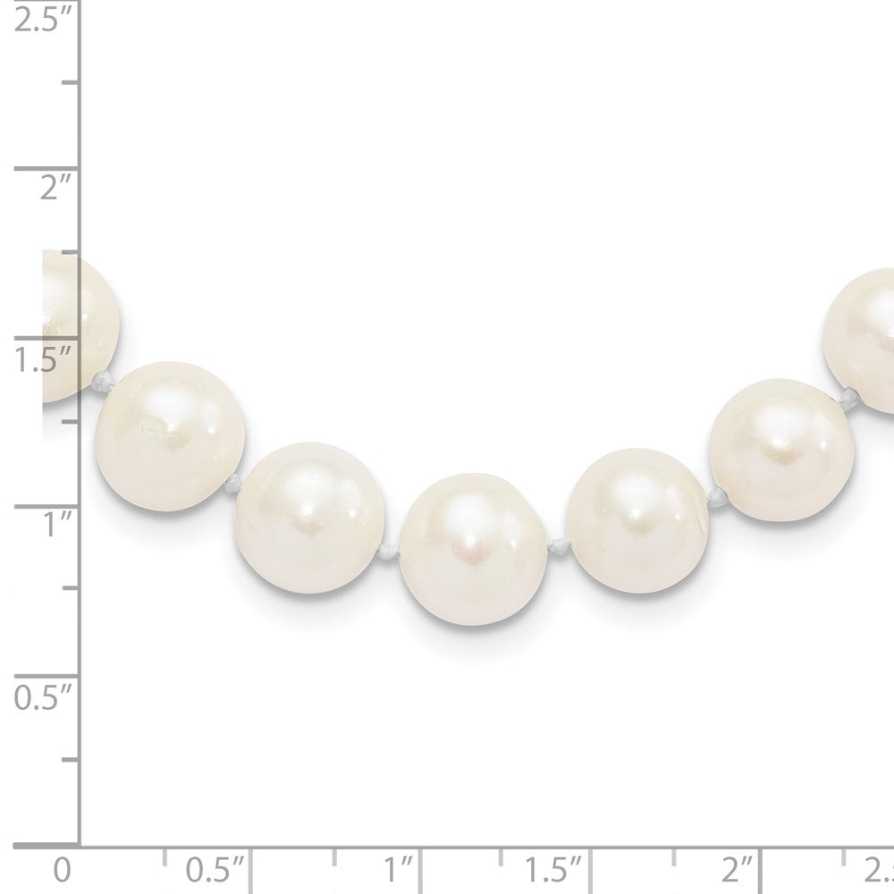 Sterling Silver Rhodium-plated 10-11mm White Near-Round Freshwater Cultured Pearl 16 inch Necklace 16 Inches