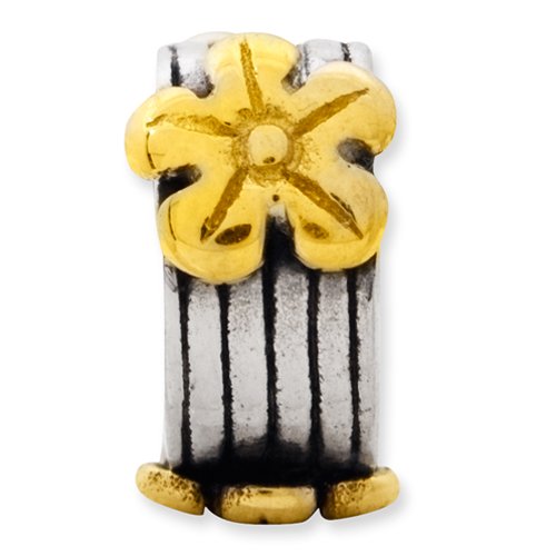 Sterling Silver & 14k Reflections Floral Bead