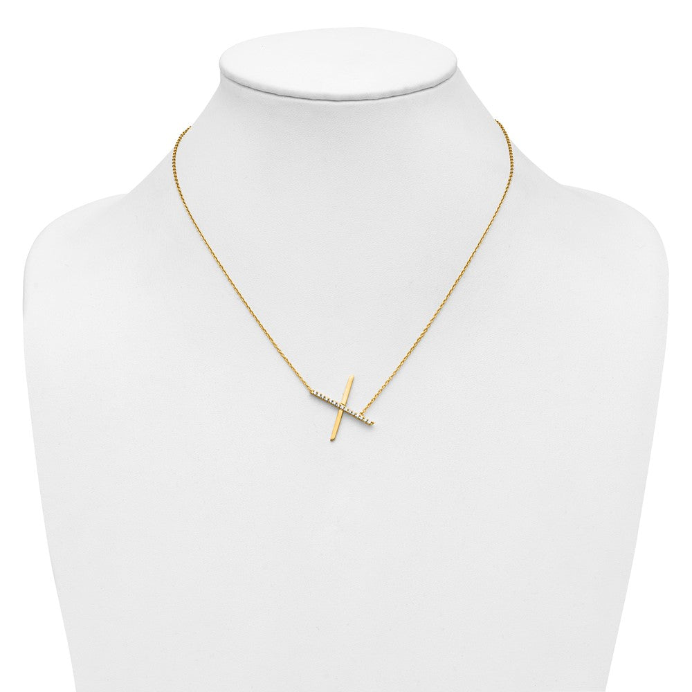 14K Sideways Diamond Initial X Necklace