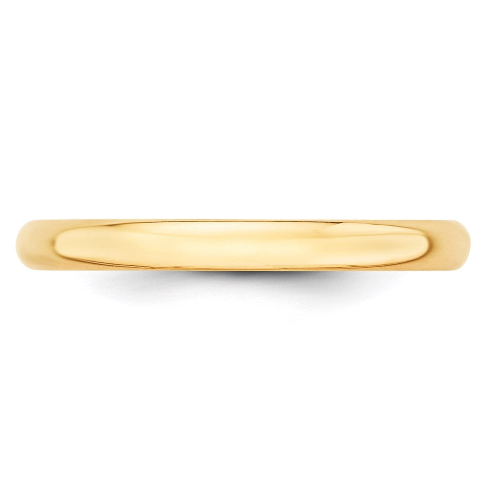 14k Yellow Gold 2.5mm Lightweight Half Round Wedding Band Size 4