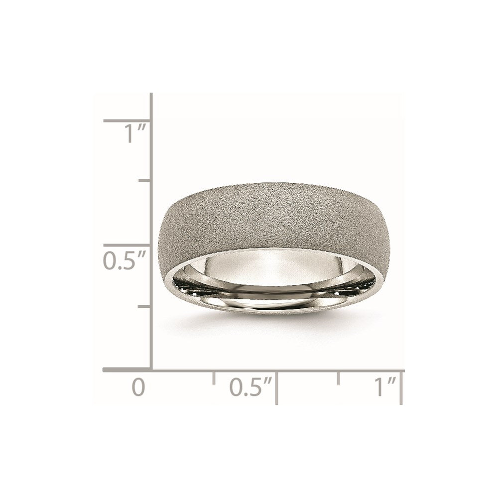 Stainless Steel Polished w/Stone Finish 7mm Band Size - 9.5