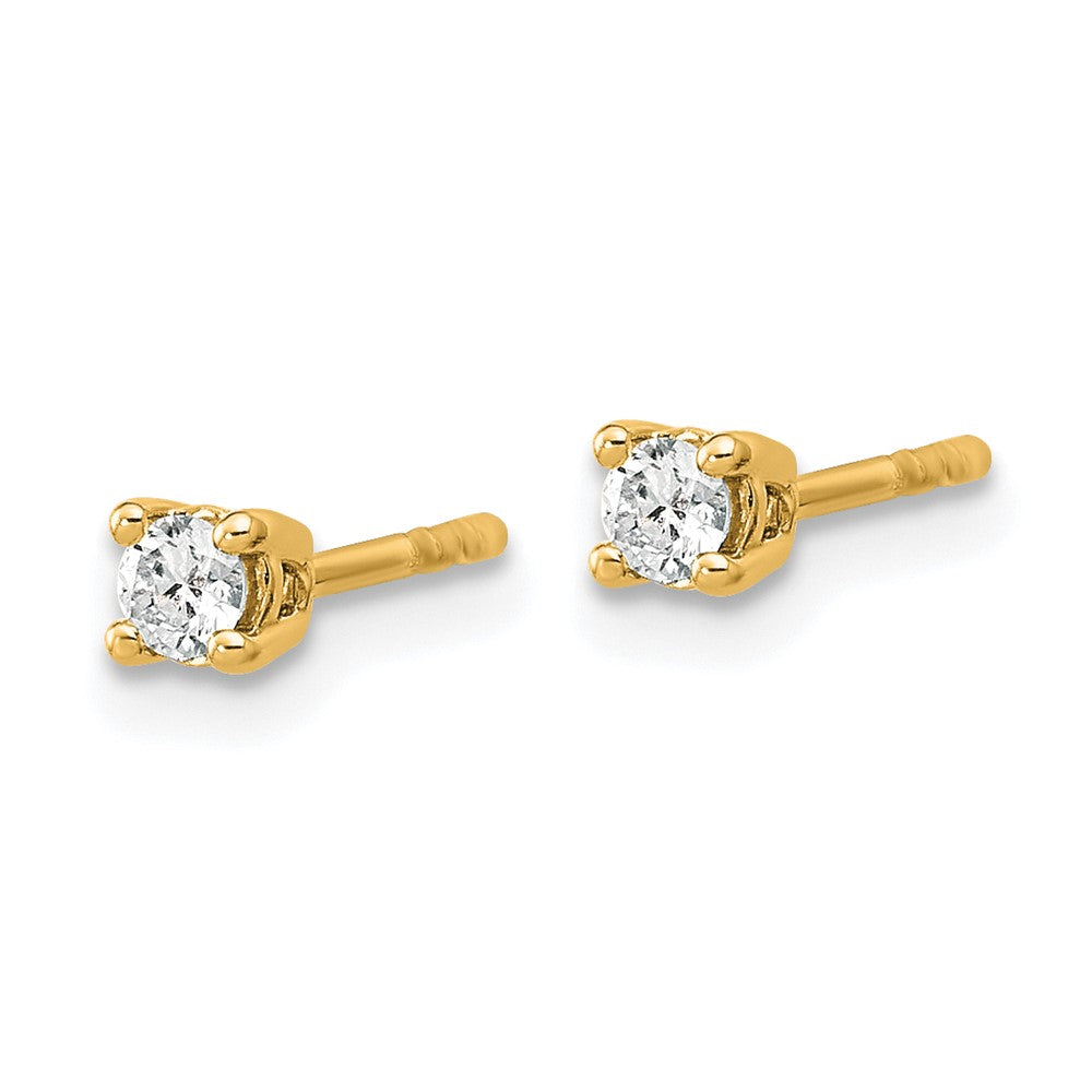 14k Yellow Gold 1/6 ctw Lab Grown Diamond VS+ F+ Round 4 Prong Heavy Wt. Stud Earrings