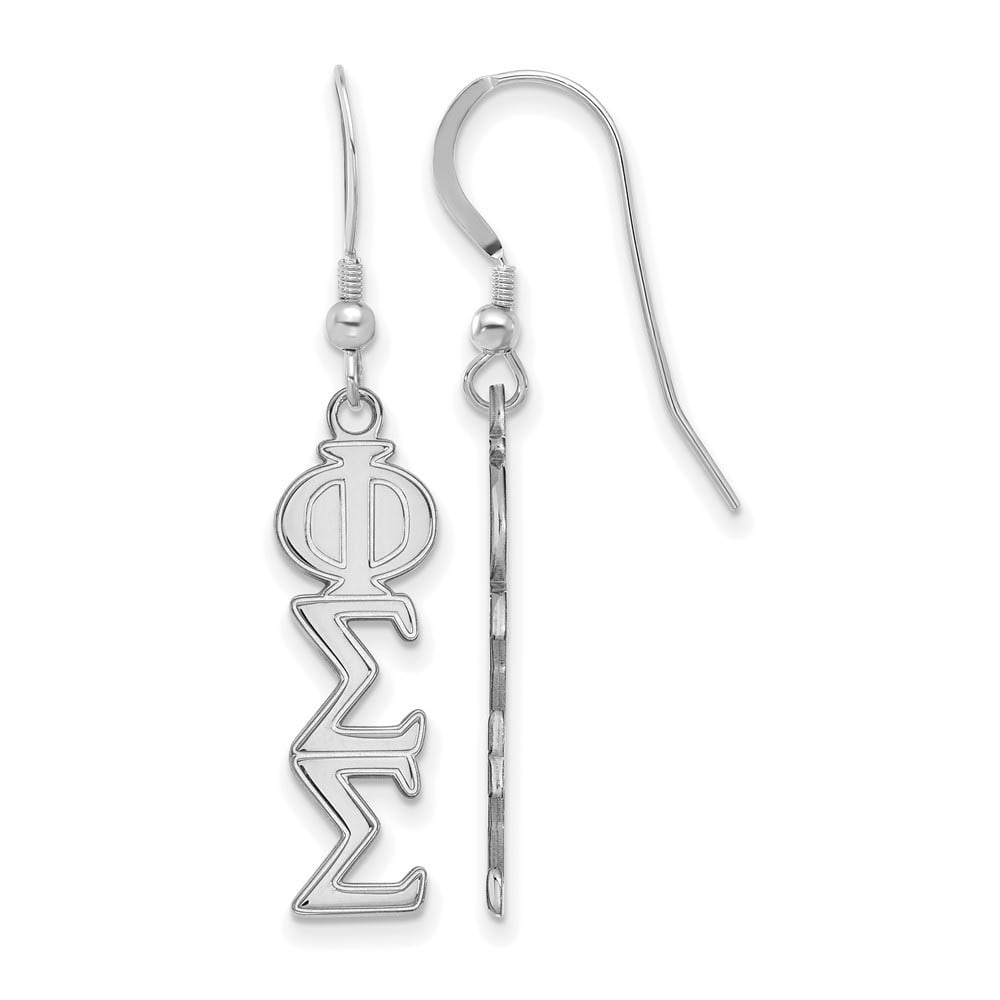Sterling Silver Official Licensed Greek Sororities Phi Sigma Sigma (???) Dangle Medium Earrings