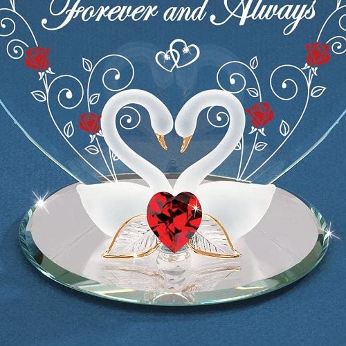 Fashion Swan Pair Forever And Always Glass Figurine (3.5 X 5) Made In China gm19254