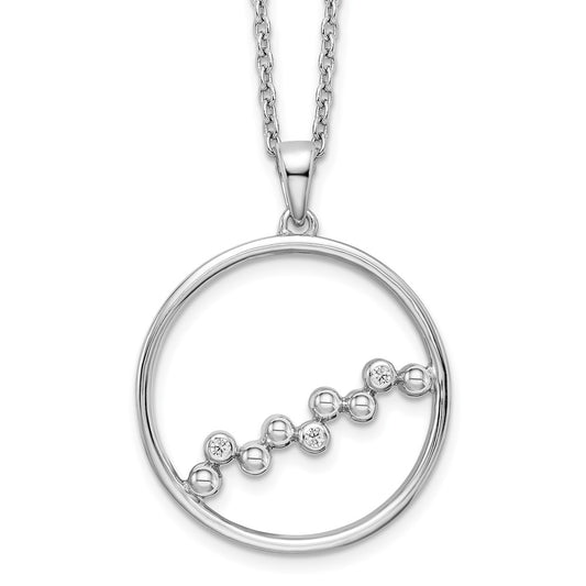 White Ice Sterling Silver Rhodium-plated 18 Inch Diamond Open Circle Necklace with 2 Inch Extender 18 Inches